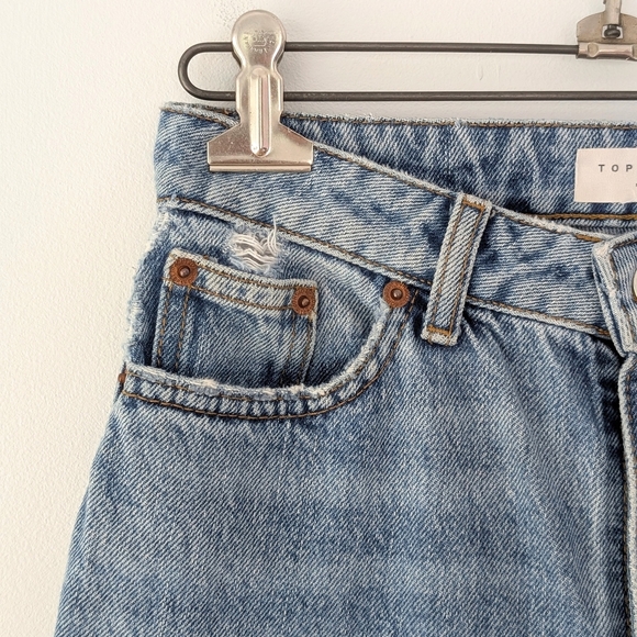 Topshop Women's Mom Jeans In Bleach Finish ~ Size 26 X 30 - Picture 4 of 11